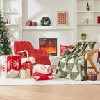 Douceur Christmas Red Throw Blanket for Bed, Soft Cozy Lightweight Stripe Pattern Knitted Throw Blanket for Sofa, Living Room Gift, 60"X80"