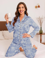 DOLOS Silk Satin Pajama Set for Women Short/Long Sleeve 2-Piece Silky Pajamas for Women Button Down Pjs Sleepwear Loungewear