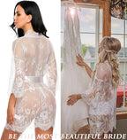 Avidlove Women's Lace Kimono Robe Babydoll Lingerie Mesh Nightgown S-5XL