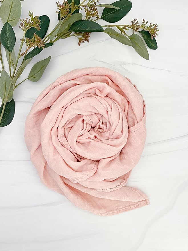 Premium Swaddle Blanket by BWD - Bamboo Viscose & Organic Cotton - Baby Girl Swaddle Set for Newborns and Infants, Muslin Baby Blanket, Ultra-Soft Luxury - 47 Inches (Dusty Blush)