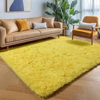 ONASAR Yellow Area Rugs for Bedroom Living Room, Fluffy 4x6 Indoor Bedside Floor Throw Rug, Soft Plush Shaggy Carpet for Nursery Kids Girls Boys Teen Dorm Home Office Decor Aesthetic