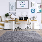 Noahas Fluffy Grey Area Rugs for Bedroom Living Room,4x5.3 Feet Thick Shag Throw Floor Carpet,Soft Shaggy Non-Slip Plush Dorm Nursery Kids Rug Home Decor Aesthetic