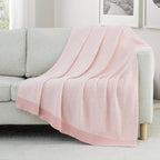 Carriediosa Heather Throw Blanket 50" X 60", 400GSM Ultra Soft Microfiber Fuzzy Fluffy Reversible Knitted Blankets Cozy Plush Lightweight and Warm Fall Throws for Couch, Bed, Sofa, Dusty Pink