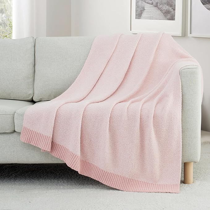 Carriediosa Heather Throw Blanket 60" X 80" Twin, 400GSM Ultra Soft Microfiber Fuzzy Fluffy Reversible Knitted Blankets Cozy Plush Lightweight and Warm Fall Throws for Couch, Bed, Sofa, Dusty Pink