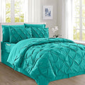 Elegant Comfort 8-Piece Pinch Pleated Comforter Set - All Season Complete Bed in a Bag, Includes 4pc Smart Sheet Set, Bed Skirt, Comforter, Matching Pillowcases and Shams, King/Cal King, Teal