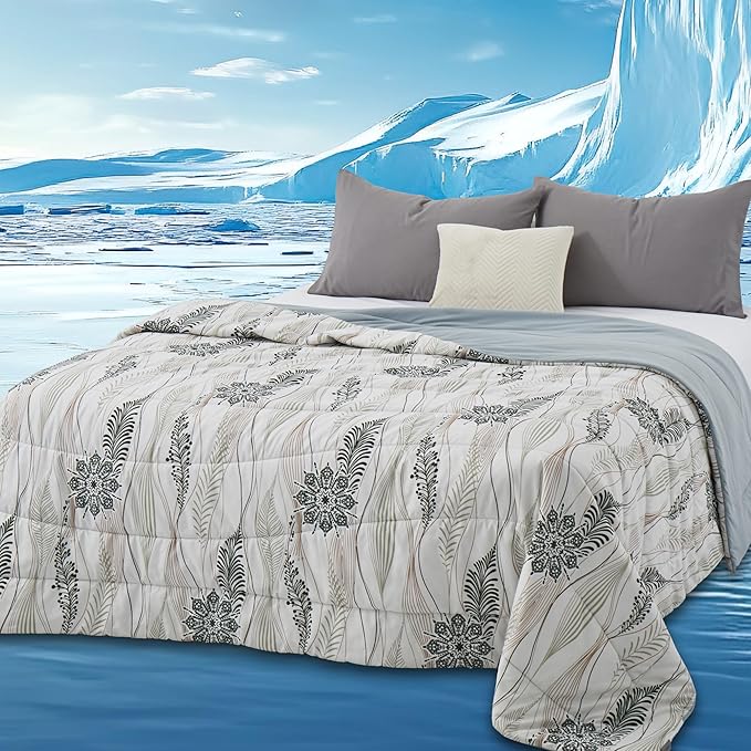 Cooling Comforter Queen Size, Cooling Blankets for Hot Sleepers, Breathable Lightweight Cold Blanket, Ultra Soft Thin Summer Bedding (Green, Queen)