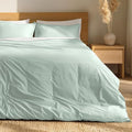 Bare Home 100% Organic Cotton Extra Long Duvet Cover Set - Crisp Percale Weave - Lightweight & Breathable - Cooling Duvet Cover Set (Twin/Twin XL, Willow)