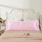Pink Satin Pillowcases Body Pillow for Hair and Skin,Pink Body Pillow Silk Pillowcase with Envelope Closure Princess Room Decoration