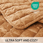 BEDELITE Velvet Quilt Set King Size - Luxury Velvet Comforter Bedding Set 3 Pieces, Lightweight Soft Cozy Shiny Rusty Burnt Orange Oversized Bedspread Coverlet for All Seasons with 2 Pillow Shams