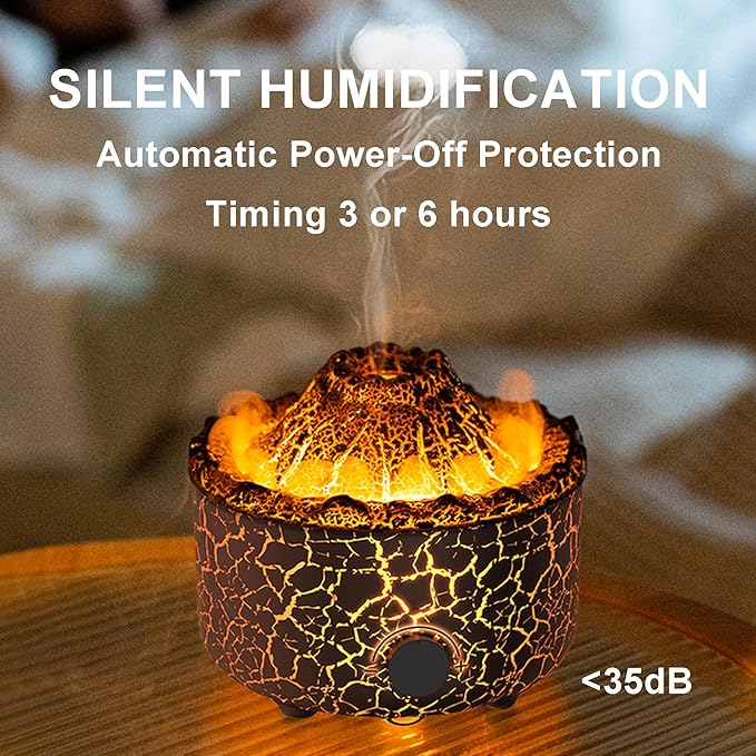 YALEDI Aromatherapy Essential Oil Diffuser, 560ml Ultrasonic Cool Mist Diffuser/Humidifier with Flame & Volcano 2 Mist Mode, for Bedroom,Office,Home, Auto Shut-Off, Remote Control, Gift (Blcak)