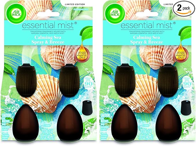 Air Wick Essential Mist Twin Refill Calming Sea Spray & Breeze 2 ct.,(Pack of 2)