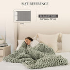 SAMIAH LUXE Sage Green Chunky Knit Blanket Throw 50x70, Chenille Chunky Knit Throw Blanket for Living Room Decor or Boho Decor, Thick Yarn Knitted Blankets for Couch or Bed, Knitted Crochet Blankets