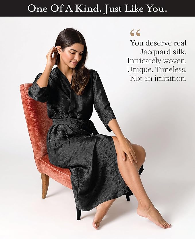 Tara Sartoria Luxury Artisan Silk Robe for Women, Washable, Full Length, Jacquard, XS–4XL, Oprah Daily 2025