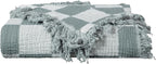 Chezmoi Collection Kendall Checkered Cotton Muslin Throw Blanket 50" W x 60" L, Knit Woven Gauze Blanket with Frayed Tassels for Bed Couch Travel Lightweight Breathable Cozy Throw, Gray/White
