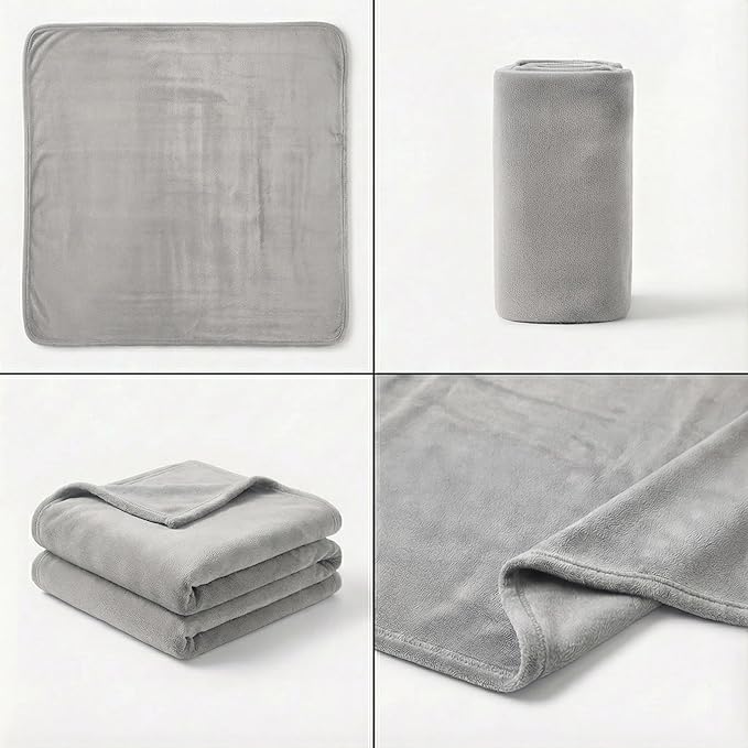 Fleece Blanket Full/Queen - 80x90 Inch Lightweight & Buttery-Soft Throw for Bed, Sofa, Camping | 300GSM Cloud-Touch Microfiber | Cozy Essentials for Travel & Movie Nights, (Grey)