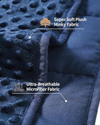Mr. Sandman Weighted Blanket for Adults Queen, Minky Heavy Blanket for Woman, Man Sleeping/Calm, Soft and Cozy Weighted Throw Blankets, Machine Washable, 60 x 80in, 15 lbs, Navy Blue