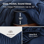 Bedsure Duvet Cover with Fitted Sheet King - Cooling Deep Pocket, Hotel Luxury Soft Double Brushed Bedding Set with Zipper Closure, 1 Duvet Cover, 1 Fitted Sheet, 2 Pillow Shams, NO Comforter, Blue