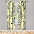 Lunarable Hamsa Window Curtains, Egyptian Boho Hand Shape Pattern Eye Design Bridal Night Inspired Art, Lightweight Decorative 2-Panel Set & Rod Pocket, Pair of - 28" x 84", Night Blue