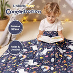 Kivik Unicorn Weighted Blanket 5 lbs, Cooling Breathable Small Blankets, Soft Heavy Throw for School Calming & Bed Sleep Gifts for 4 5 6 7 + Year Old, Machine Washable, 36''x 48'', 5 Pounds, Navy Blue
