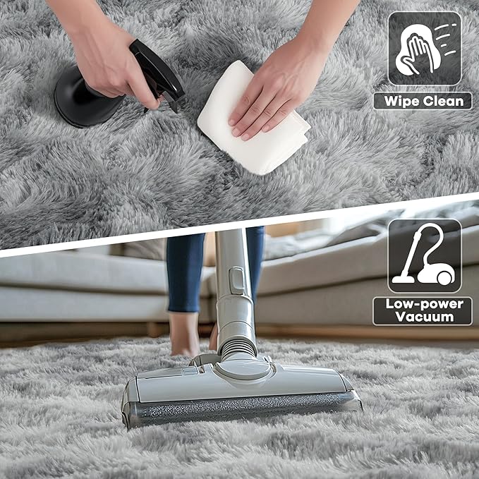 Noahas Fluffy 4x6 Area Rugs for Bedroom Living Room,Tie-Dyed Grey Thick Shag Throw Floor Carpet,Soft Shaggy Bedside Non-Slip Plush Dorm Nursery Kids Rug