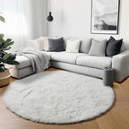 ONASAR Cream White Round Area Rugs 6ft, Fluffy Soft Bedroom Circle Rug Floor Mat for Kids Girls Boys Teen Room, Fuzzy Plush Shaggy Carpet for Baby Nursery Living Room Playroom Dorm Home Decor