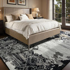 CRYPTOLITE Area Rugs 8x10 Rug for Living Room Abstract Washable Rug with Non-Slip Backing Low Pile Area Rug for Bedroom, Dining Room, Black