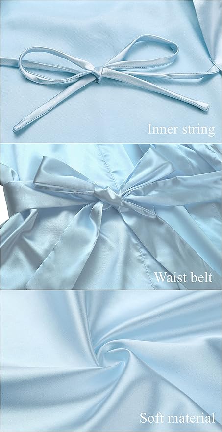 Women's Short Satin Robes Silky Bathrobe Bridesmaid Sleepwear for Wedding Party Getting Ready Solid Color
