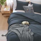 WRENSONGE Full Size Comforter Sets - 3 Pieces Blue Grey Comforter Prewashed Soft Lightweight for All Seasons, Fluffy Down Alternative Comforter Full Size with 2 Pillow Shams