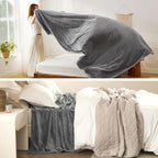 Bedsure Fleece Blanket Twin Blanket Grey - 300GSM Soft Lightweight Plush Cozy Twin XL Blankets for Bed, Sofa, Couch, Travel, Camping, 66 inch X 90 inch
