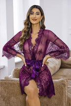 Avidlove Women's Lace Kimono Robe Babydoll Lingerie Mesh Nightgown S-5XL