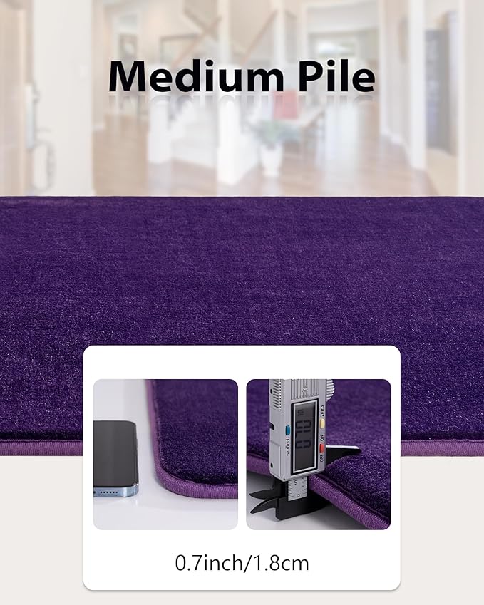 Andecor Shag Runner Rug for Bedroom Living Room, 2x6 Purple Washable Fluffy Hallway Runner Area Rugs for Kitchen Boys Girls Kids Room Home Decorations Carpet