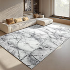 CRYPTOLITE Abstract Area Rug 5x7 Washable Rug with Non-Slip Backing Low Pile Area Rug Area Rugs for Living Room, Bedroom, Dining Room, Silver&Grey