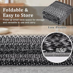 RUGSREAL Entryway Rug 2x3 Small Bedside Throw Mat with Rubber Backing Machine Washable Living Room Rug Non Slip Bathroom Mat Stain Resistant Braided Print Carpet for Dining Room Kitchen Hallway, Black