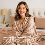 Pure Bedding Satin Sheets California King [4-Piece, Rose Gold] Hotel Luxury Silky Bed Sheets - Extra Soft Microfiber Sheet Set, Wrinkle Resistant - Deep Pocket Fitted Sheet, Flat Sheet, Pillow Cases
