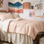 Bedsure Twin/Twin XL Comforter Set - Dusty Rose Bed Set, 2 Pieces Cute Floral Bedding, 1 Soft Reversible Botanical Flowers Comforter and 1 Pillow Sham