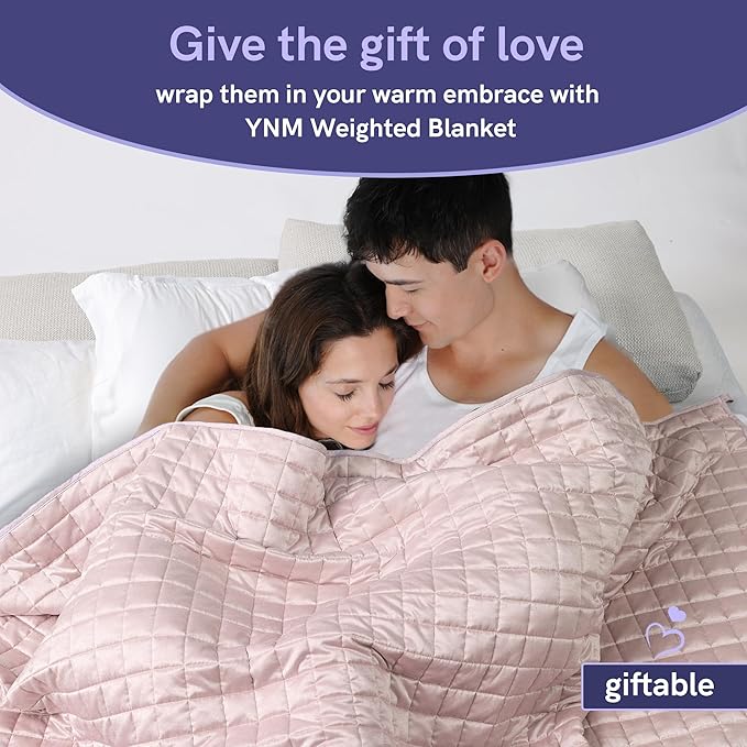 YnM Cooling Weighted Blanket for Adults, 20lbs Heavy Bed Throw Comforter with 100% PE Fabric, Ideal for Hot Sleepers or Summer Days(88x104 Inches for Queen/King Bed, 20 Pounds, Pink)