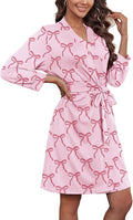 Ekouaer Women‘s Robes Lightweight 3/4 Sleeve Short Knit Bathrobe Soft Knee Length Sleepwear Robes with Pockets S-XXL