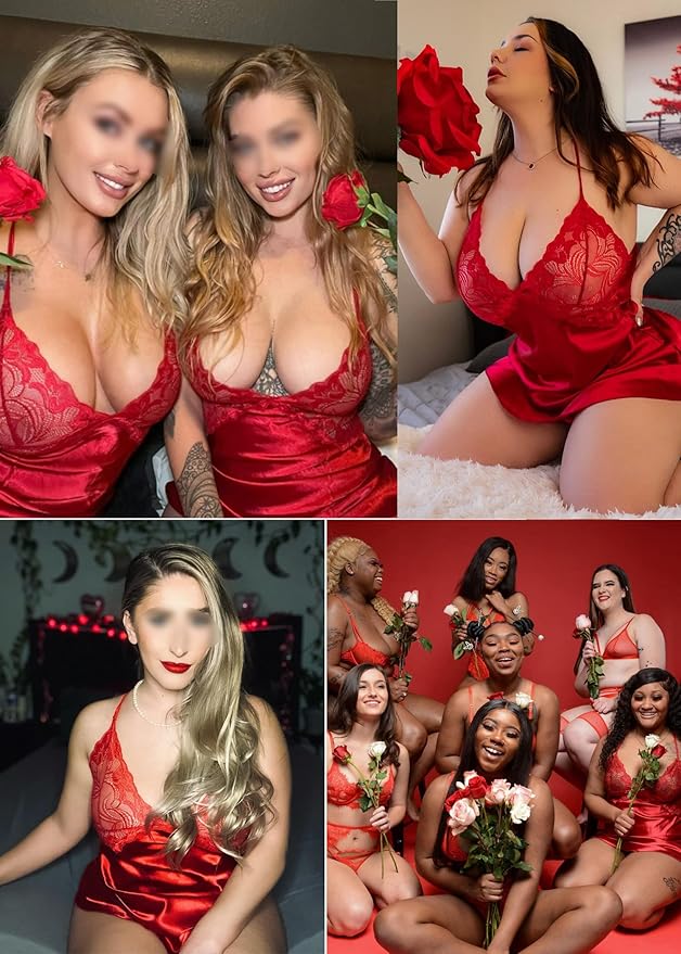 Avidlove Women Lingerie V Neck Sexy Nightwear Satin Sleepwear Lace Chemise Mini Babydoll Nightgown