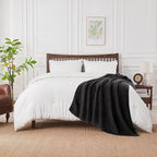 Douceur Black Throw Blanket for Bed, Soft Chunky Cable Knit Throw Blanket, Classic Fisherman's Rib Stitch Pattern Throw for Living Room Gift, 60"X80"