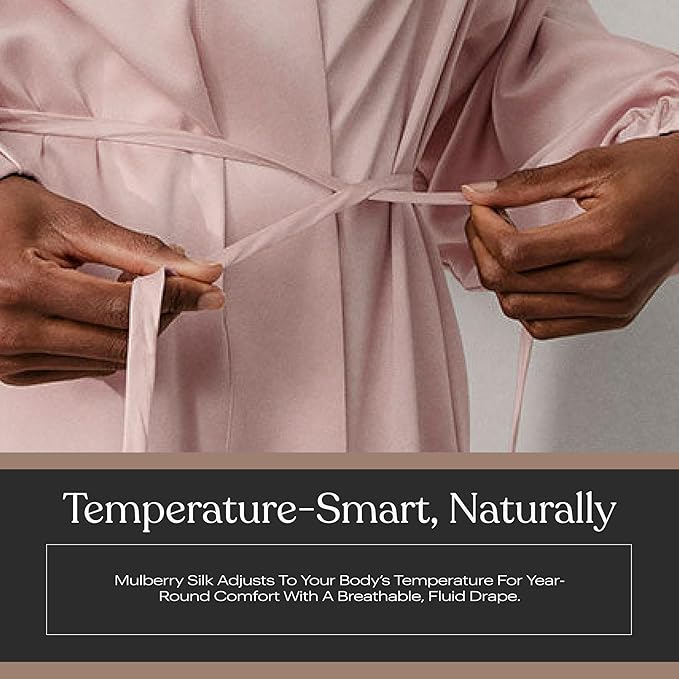 Lunya Washable Silk Robes for Women – Lightweight Short Robes with Pockets, Removable Belt & Interior Tie – Multiple Colors