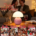 ULAROOM Small Mushroom Lamp,USB-Plug in Bedside Table Lamps with 3-Temperature LED Bulb Dimmable,Unique Cute Aesthetic Home Decor for Living Room,Bedroom, Modern Ceramic Base Glass Lamp(Pink)