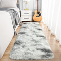 Noahas Runner Rug for Hallway,2'x6' Tie-Dyed Grey and White Long Area Rugs for Bedroom Living Room,Non Slip Thick Shag Carpet for Entryway Dorm Bedside Kids Room