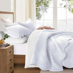 IR Imperial Rooms Queen Quilt Bedding Set (90" x 96") - Bulk Pack of 10 Wholesale for Hotels, Guest Bedroom & Airbnbs - Lightweight Microfiber Reversible Embossed Quilts Bedspreads (White)
