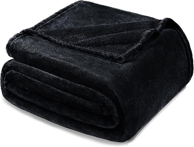 Exclusivo Mezcla Fleece Throw XL Blanket for Couch, Sofa, Super Soft and Warm Black Blankets, All Season, Cozy, Plush, Lightweight, 50x70 Inches