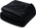 Exclusivo Mezcla Fleece Throw XL Blanket for Couch, Sofa, Super Soft and Warm Black Blankets, All Season, Cozy, Plush, Lightweight, 50x70 Inches