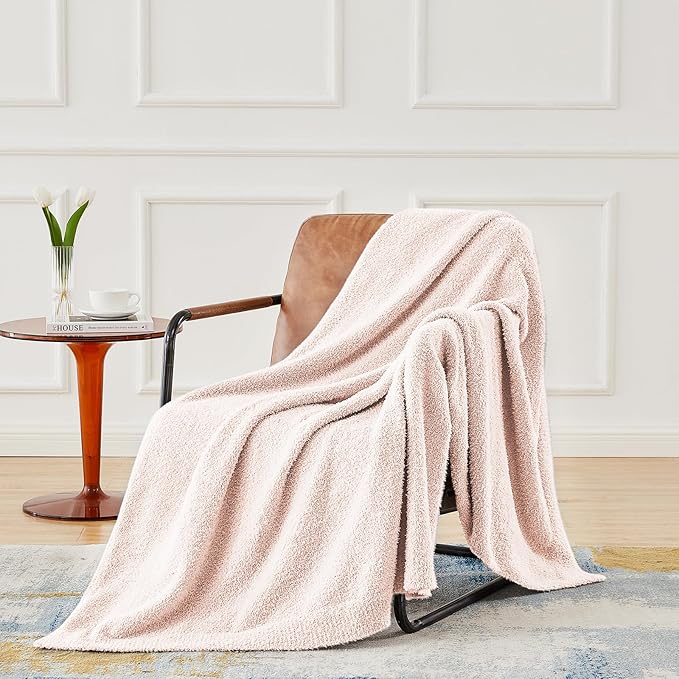 CYMULA Pink Soft Throw Blanket Twin Size Pink 60x80 inches - Lightweight Plush Fuzzy Fluffy Warm Cozy Blankets and Throws for Sofa Bed All Season Use