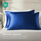Satin Pillowcase 2 Pack - King Size (20"x40", Navy) - Silky Pillow Cases for Hair and Skin - Satin Pillow Covers with Envelope Closure - Extra Soft Premium Microfiber