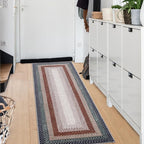 RUGSREAL 2x10 Long Hallway Runner Rug Braided Print Rug Runner Non Slip Kitchen Area Rug Washable Farmhouse Runner Carpet Rustic Accent Area Rug for Living Room Bedroom Bathroom, Olive/Brown