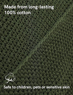 YnM Chunky Cotton Knit Throw Blanket, Cable Knit Throws for Bed Couch Sofa, Comfy & Relaxing, Decorative Piece for Farmhouse Modern Boho Rustic Scandinavian Chic Vibe, Pine Green 80x87 Inches