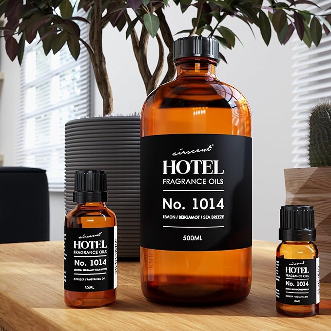 AirScent Hotel Diffuser Oil No. 1014 - The Iconic 5-Star Hotel Coastal Blend - Lemon Bergamot Sea Breeze - 120 mL Hotel Diffuser Oil for Ultrasonic and Waterless Diffusers and Crafting